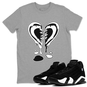 14s Panda shirt to match jordans Melting Heart sneaker tees Air Jordan 14 Panda SNRT Sneaker Release Tees unisex cotton Heather Grey 1 crew neck shirt