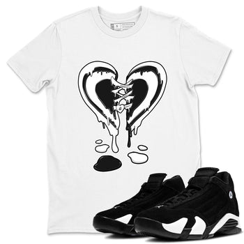 14s Panda shirt to match jordans Melting Heart sneaker tees Air Jordan 14 Panda SNRT Sneaker Release Tees unisex cotton White 1 crew neck shirt