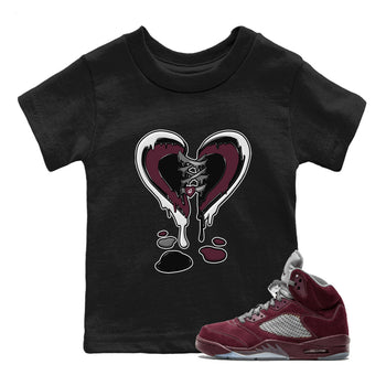 Air Jordan 5 Burgundy Sneaker Match Tees Melting Heart Sneaker Tees Jordan 5 Burgundy Sneaker Release Tees Matching Outfits Kids Shirts Black 1