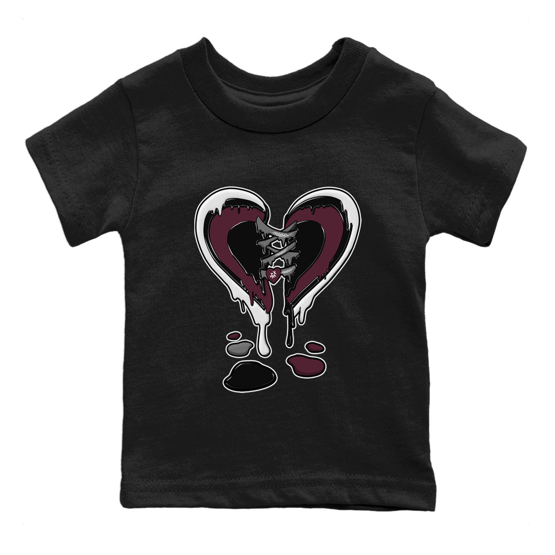 Air Jordan 5 Burgundy Sneaker Match Tees Melting Heart Sneaker Tees Jordan 5 Burgundy Sneaker Release Tees Matching Outfits Kids Shirts Black 2