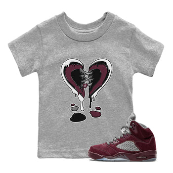 Air Jordan 5 Burgundy Sneaker Match Tees Melting Heart Sneaker Tees Jordan 5 Burgundy Sneaker Release Tees Matching Outfits Kids Shirts Heather Grey 1