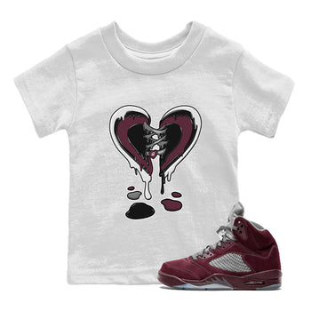 Air Jordan 5 Burgundy Sneaker Match Tees Melting Heart Sneaker Tees Jordan 5 Burgundy Sneaker Release Tees Matching Outfits Kids Shirts White 1