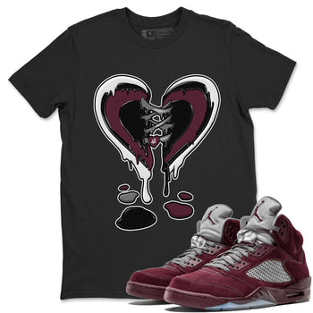 Air Jordan 5 Burgundy Sneaker Match Tees Melting Heart Sneaker Tees Jordan 5 Burgundy Sneaker Release Tees Matching Outfits Unisex Shirts Black 1