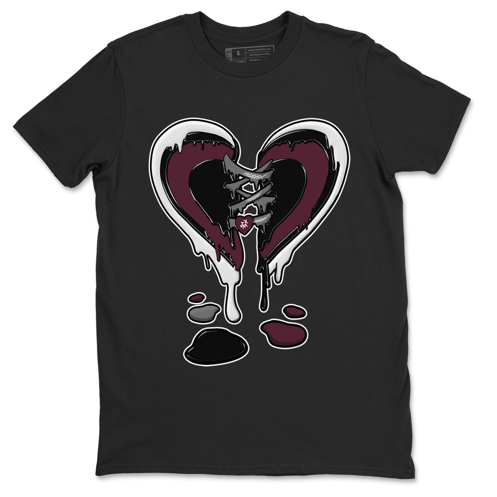 Air Jordan 5 Burgundy Sneaker Match Tees Melting Heart Sneaker Tees Jordan 5 Burgundy Sneaker Release Tees Matching Outfits Unisex Shirts Black 2