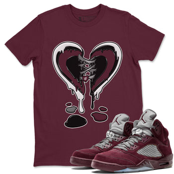 Air Jordan 5 Burgundy Sneaker Match Tees Melting Heart Sneaker Tees Jordan 5 Burgundy Sneaker Release Tees Matching Outfits Unisex Shirts Maroon 1