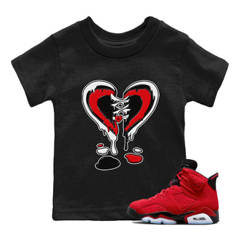 Air Jordan 6 Toro Bravo Sneaker Match Tees Melting Heart Sneaker Tees AJ6 Toro Bravo Sneaker Release Tees Kids Shirts Black 1