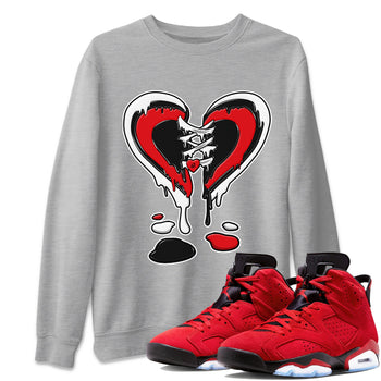 Air Jordan 6 Toro Bravo Sneaker Match Tees Melting Heart Sneaker Tees AJ6 Toro Bravo Sneaker Release Tees Unisex Shirts Heather Grey 1