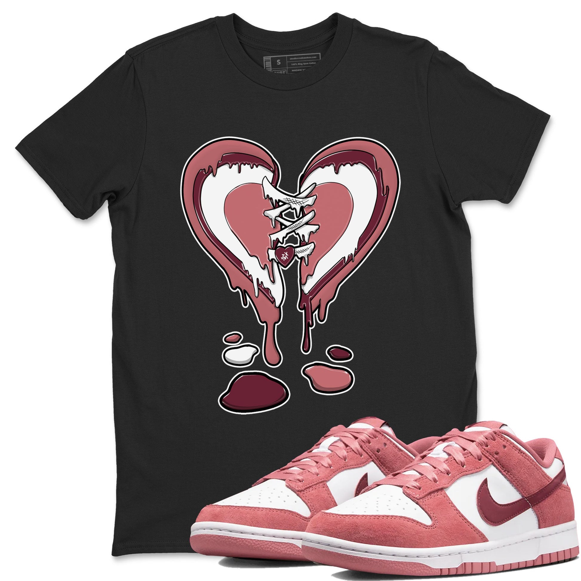 Dunk Low Valentine's Day shirt to match jordans Melting Heart sneaker tees Dunk Valentines Day 2024 SNRT Sneaker Tees Casual Crew Neck T-Shirt Unisex Black 1 T-Shirt