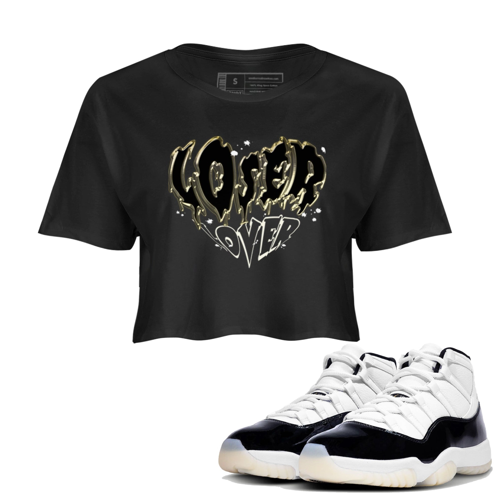 Air Jordan 11 Retro Gratitude shirt to match jordans Melting Loser Lover sneaker tees AJ11 Gratitude SNRT Sneaker T Shirt  Black 1 crop length shirt