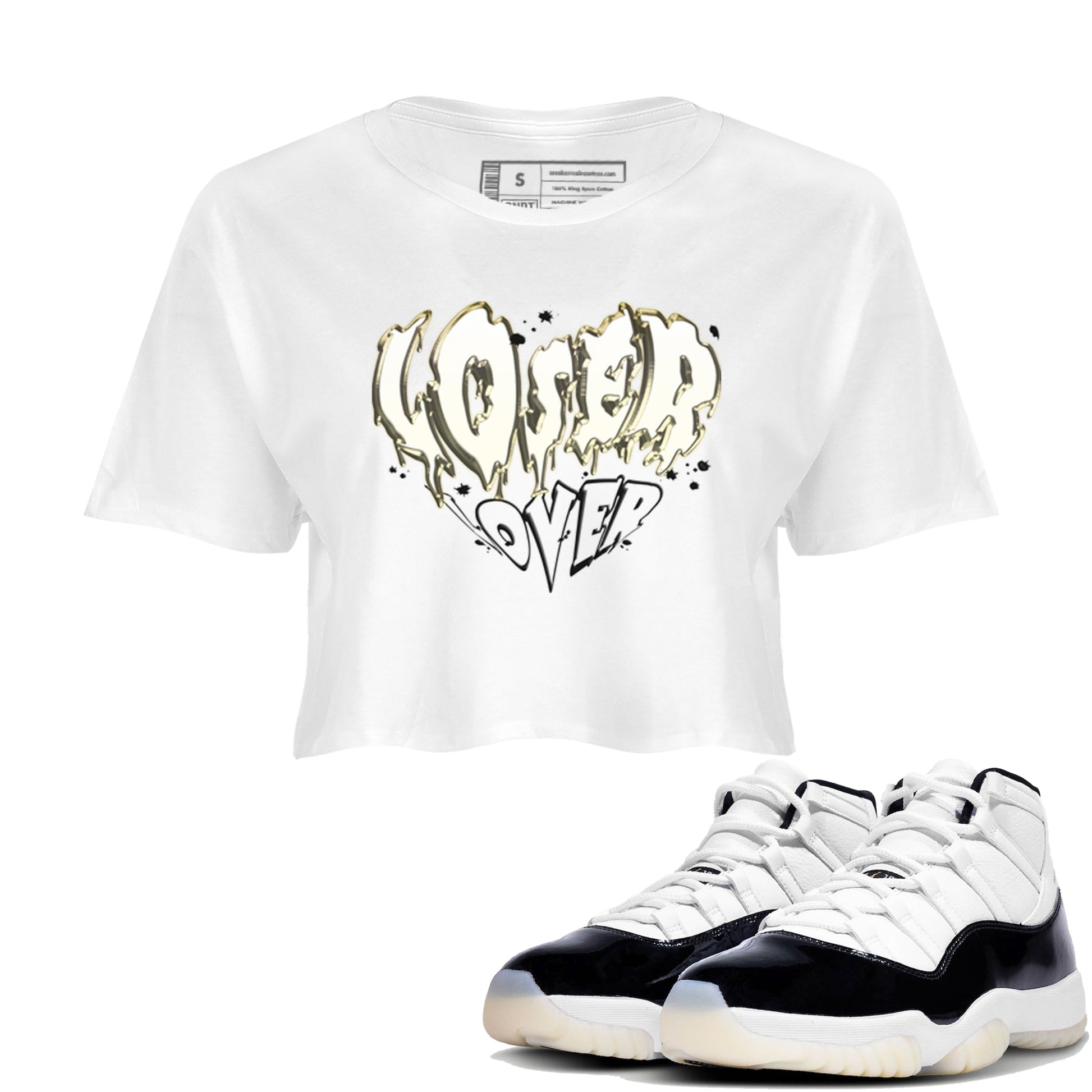 Air Jordan 11 Retro Gratitude shirt to match jordans Melting Loser Lover sneaker tees AJ11 Gratitude SNRT Sneaker T Shirt  White 1 crop length shirt