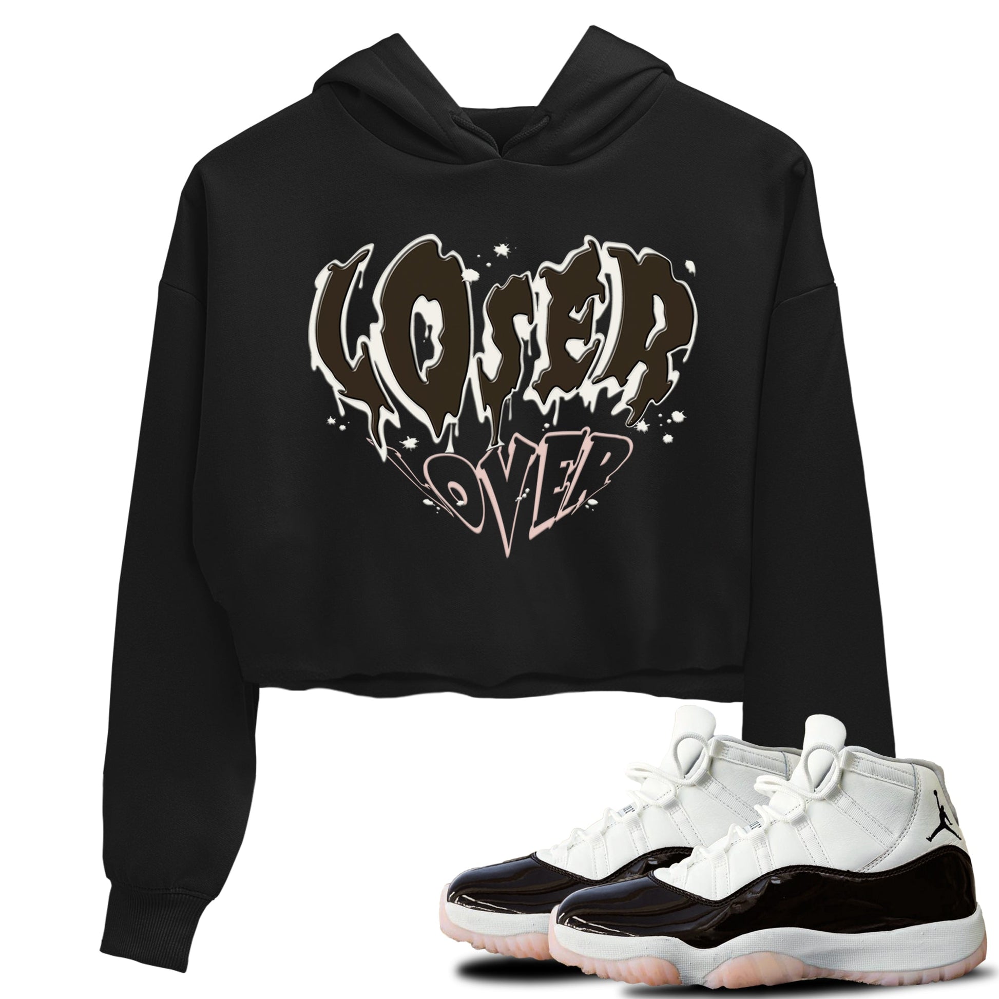 11s WMNS Neapolitan shirt to match jordans Melting Loser Lover sneaker tees Air Jordan 11 Neapolitan SNRT Sneaker Tees Sneaker Matching Shirt Black 1 Crop T-Shirt