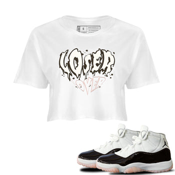 11s WMNS Neapolitan shirt to match jordans Melting Loser Lover sneaker tees Air Jordan 11 Neapolitan SNRT Sneaker Tees Sneaker Matching Shirt White 1 Crop T-Shirt