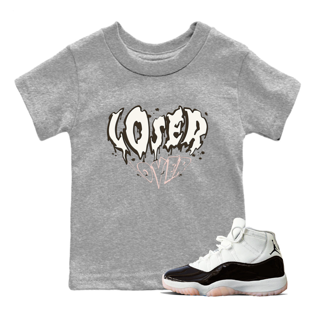 11s WMNS Neapolitan shirt to match jordans Melting Loser Lover sneaker tees Air Jordan 11 Neapolitan SNRT Sneaker Tees Sneaker Matching Shirt Baby Toddler Heather Grey 1 T-Shirt