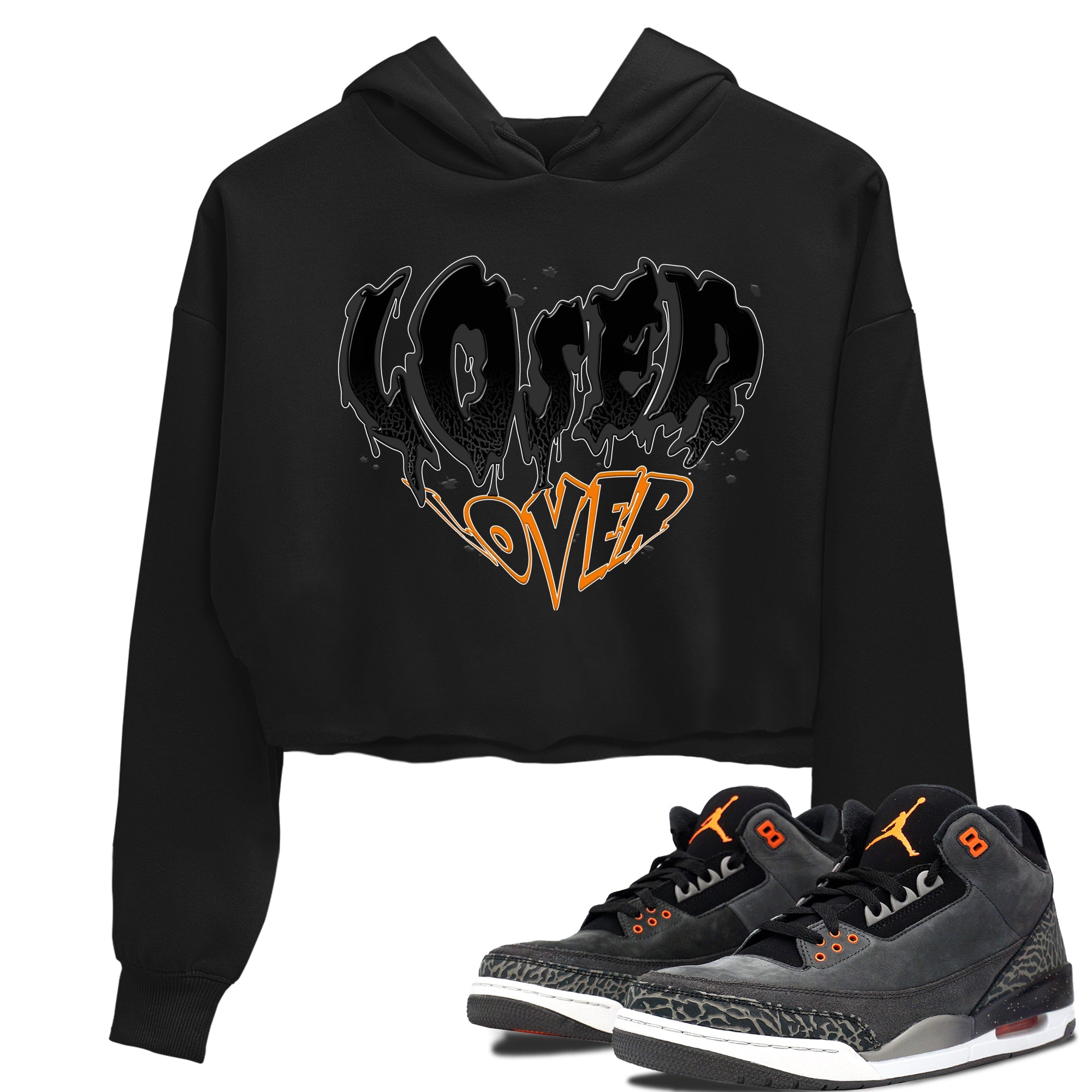 Air Jordan 3 Retro Fear shirt to match jordans Melting Loser Lover sneaker tees AJ3 Fear SNRT Sneaker Tees Sneaker Matching Cotton Shirt Black 1 crop length shirt