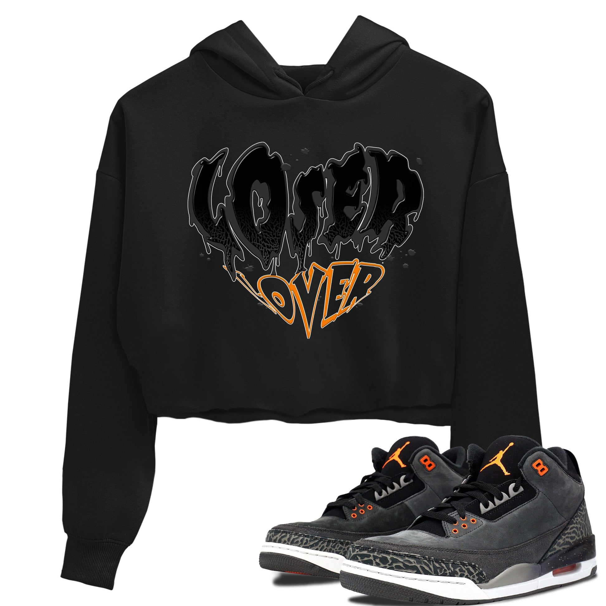 Air Jordan 3 Retro Fear shirt to match jordans Melting Loser Lover sneaker tees AJ3 Fear SNRT Sneaker Tees Sneaker Matching Cotton Shirt Black 1 crop length shirt