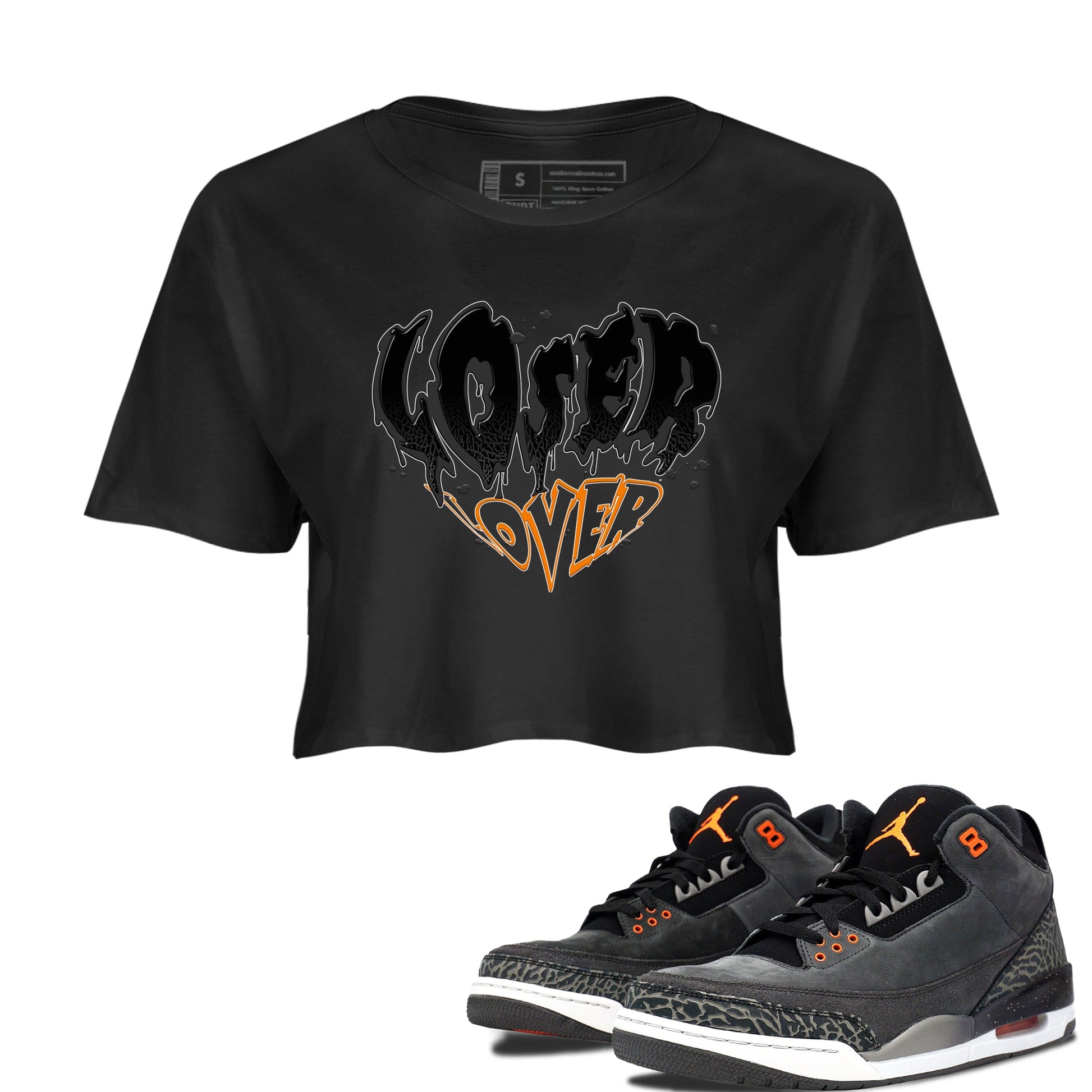 Air Jordan 3 Retro Fear shirt to match jordans Melting Loser Lover sneaker tees AJ3 Fear SNRT Sneaker Tees Sneaker Matching Cotton Shirt Black 1 crop length shirt