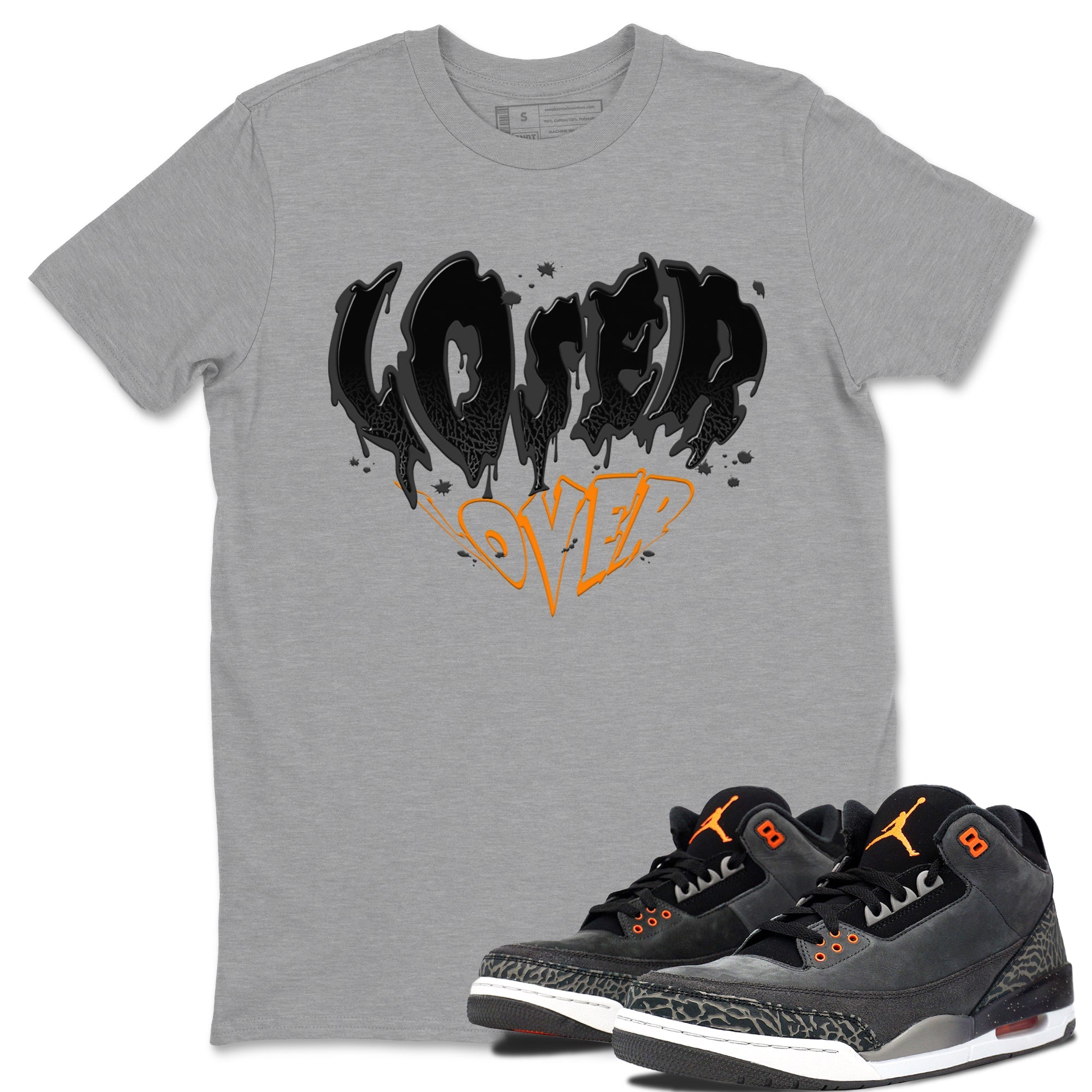 Air Jordan 3 Retro Fear shirt to match jordans Melting Loser Lover sneaker tees AJ3 Fear SNRT Sneaker Tees Sneaker Matching Cotton Shirt unisex cotton Heather Grey 1 crew neck shirt