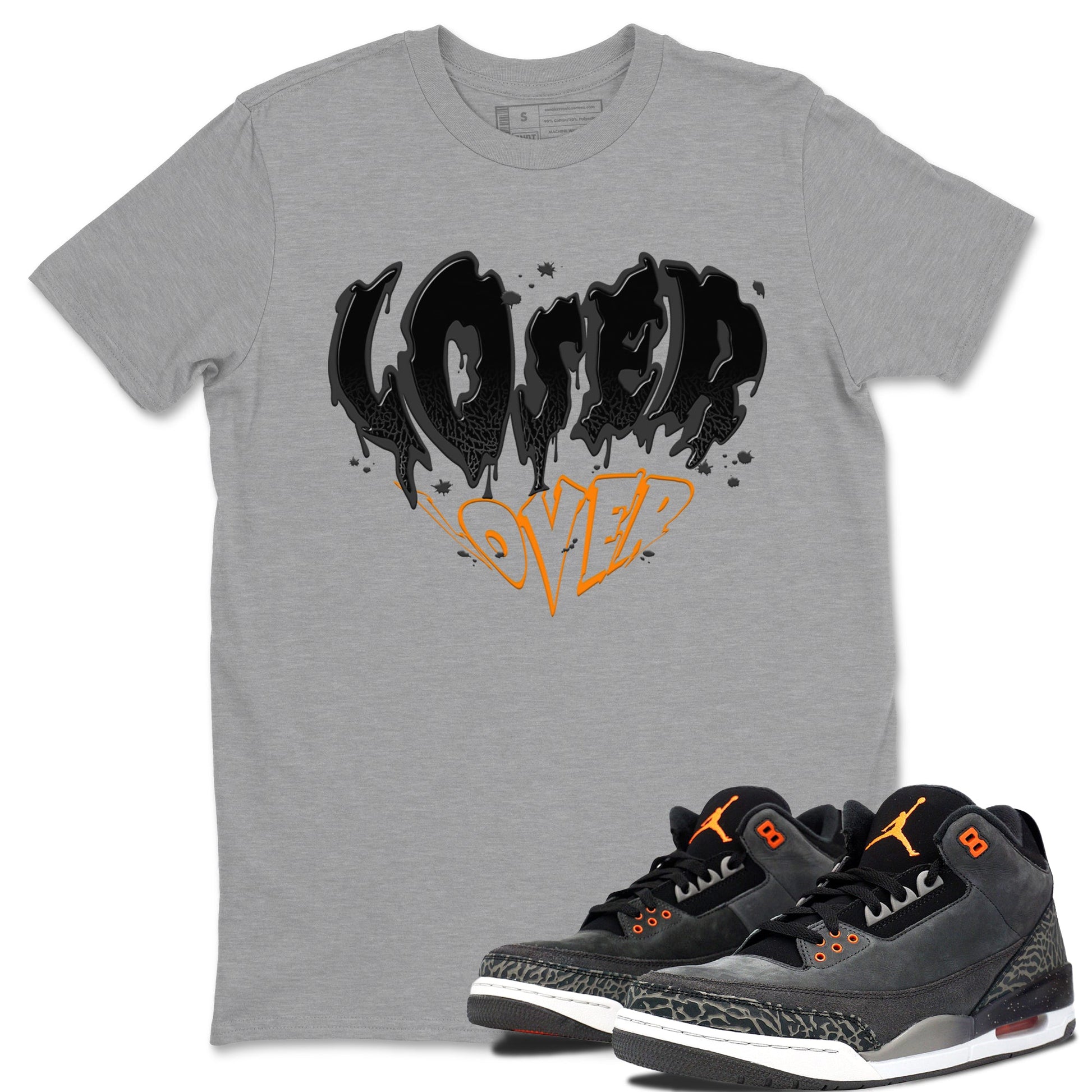 Air Jordan 3 Retro Fear shirt to match jordans Melting Loser Lover sneaker tees AJ3 Fear SNRT Sneaker Tees Sneaker Matching Cotton Shirt unisex cotton Heather Grey 1 crew neck shirt