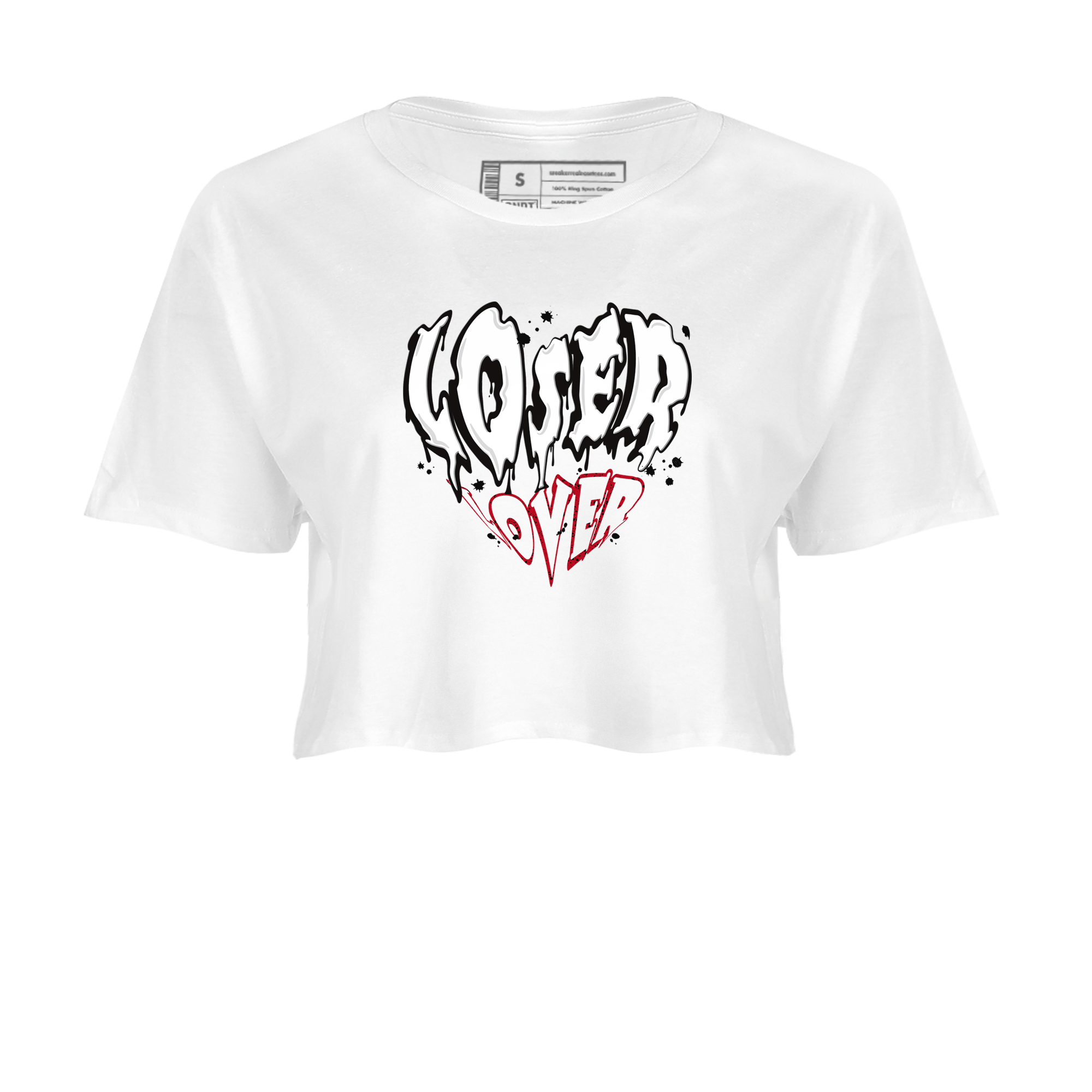 Red Cement 4 shirt to match jordans Melting Loser Lover sneaker tees Air Jordan 4 Red Cement SNRT Sneaker Release Tees White 2 Crop T-Shirt