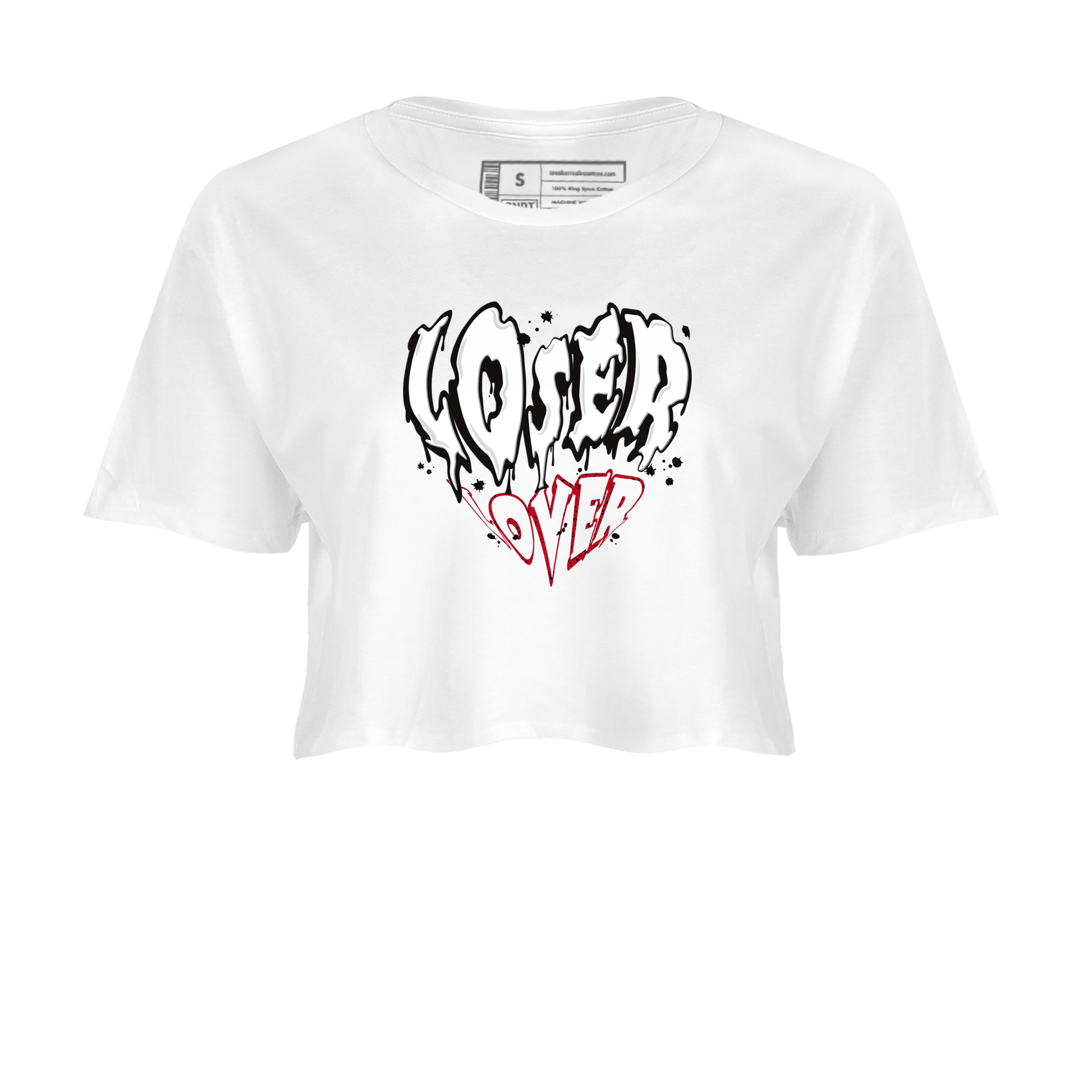 Red Cement 4 shirt to match jordans Melting Loser Lover sneaker tees Air Jordan 4 Red Cement SNRT Sneaker Release Tees White 2 Crop T-Shirt
