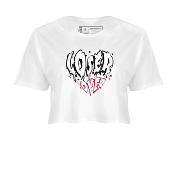 Red Cement 4 shirt to match jordans Melting Loser Lover sneaker tees Air Jordan 4 Red Cement SNRT Sneaker Release Tees White 2 Crop T-Shirt