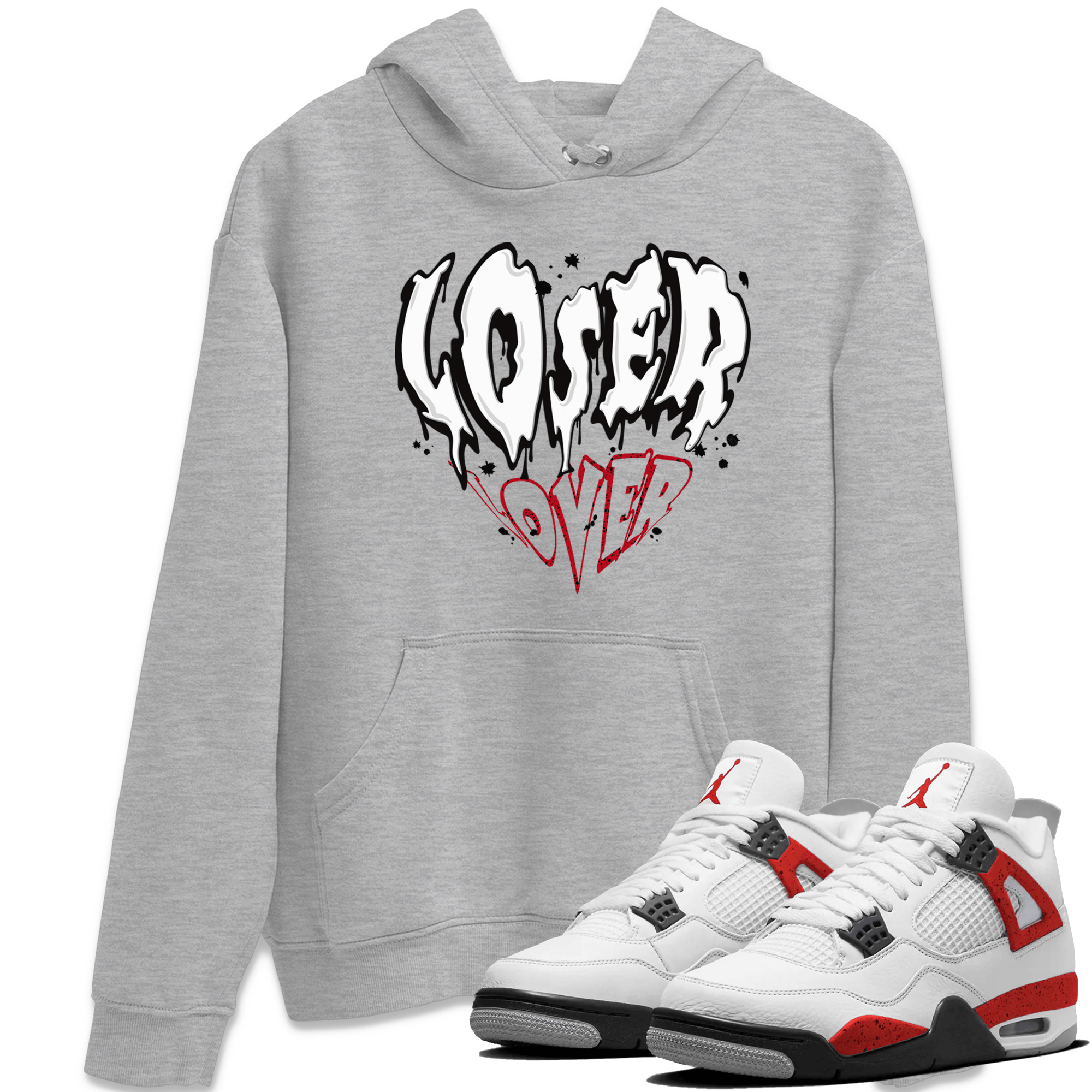 Red Cement 4 shirt to match jordans Melting Loser Lover sneaker tees Air Jordan 4 Red Cement SNRT Sneaker Release Tees Unisex Heather Grey 1 T-Shirt