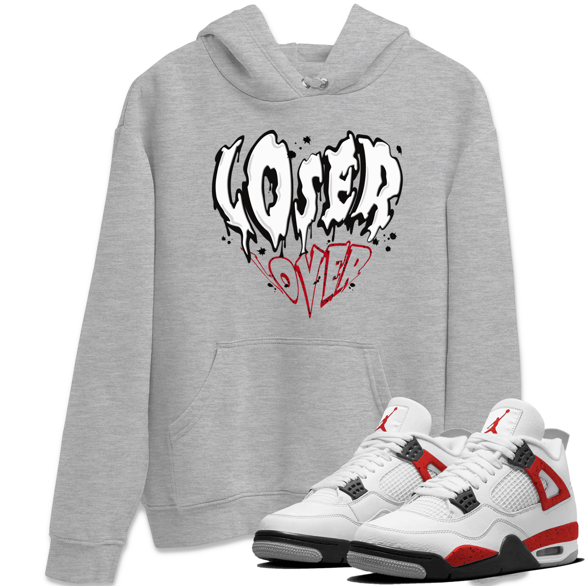 Red Cement 4 shirt to match jordans Melting Loser Lover sneaker tees Air Jordan 4 Red Cement SNRT Sneaker Release Tees Unisex Heather Grey 1 T-Shirt