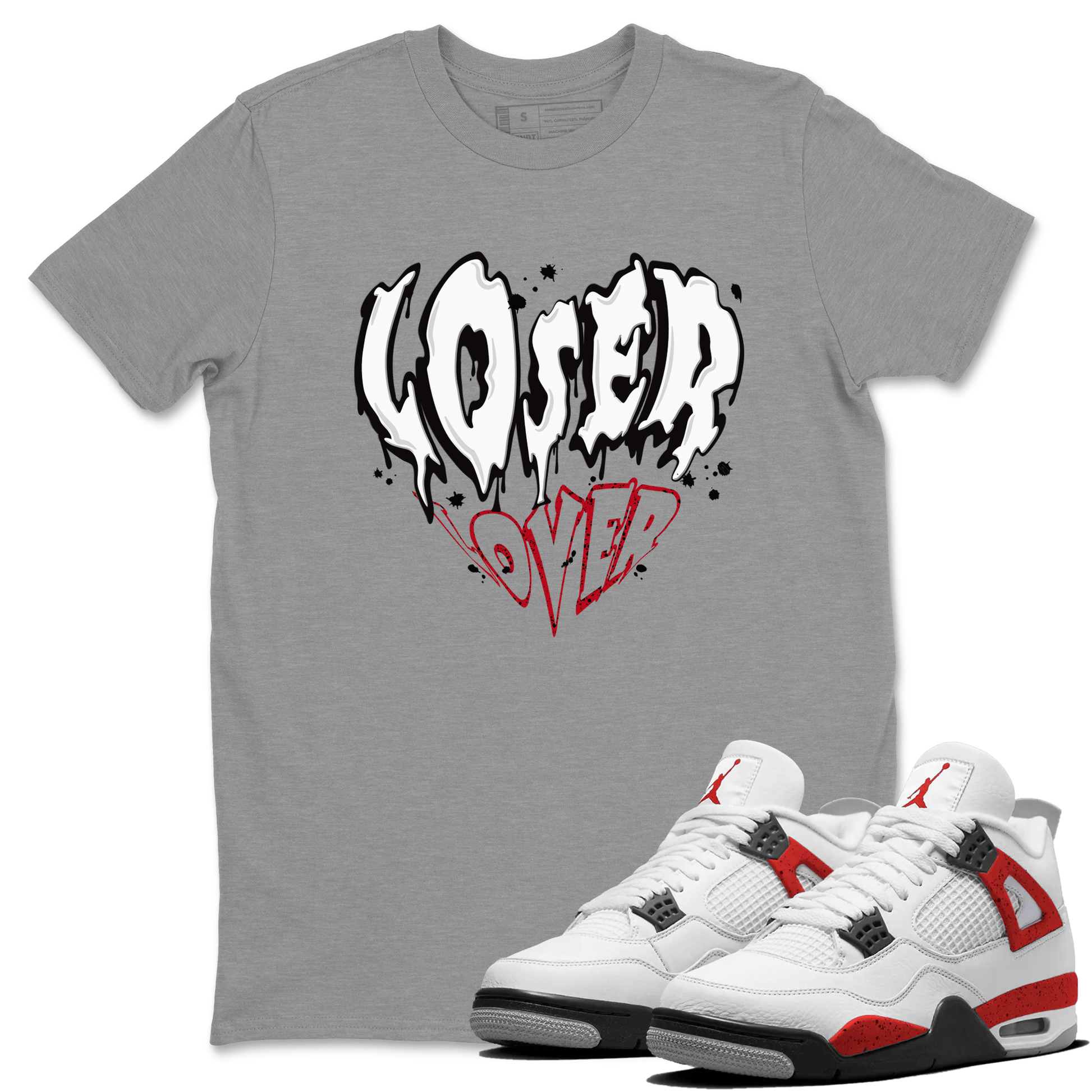 Red Cement 4 shirt to match jordans Melting Loser Lover sneaker tees Air Jordan 4 Red Cement SNRT Sneaker Release Tees Unisex Heather Grey 1 T-Shirt