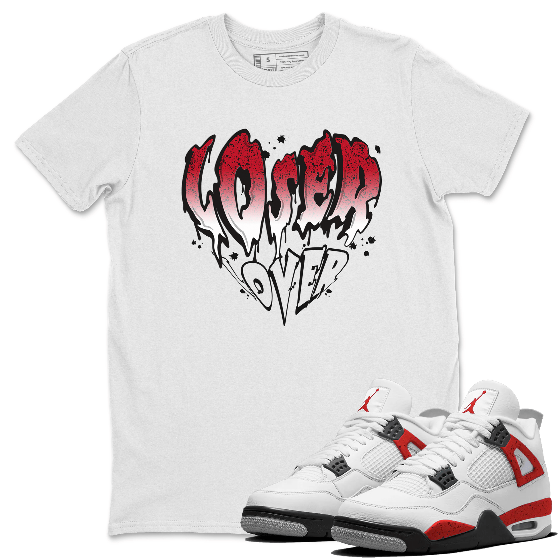 Red Cement 4 shirt to match jordans Melting Loser Lover sneaker tees Air Jordan 4 Red Cement SNRT Sneaker Release Tees Unisex White 1 T-Shirt