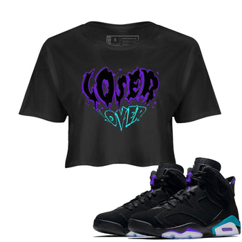 6s Aqua shirt to match jordans Melting Loser Lover sneaker tees Air Jordan 6 Aqua SNRT Sneaker Release Tees Black 1 Crop T-Shirt