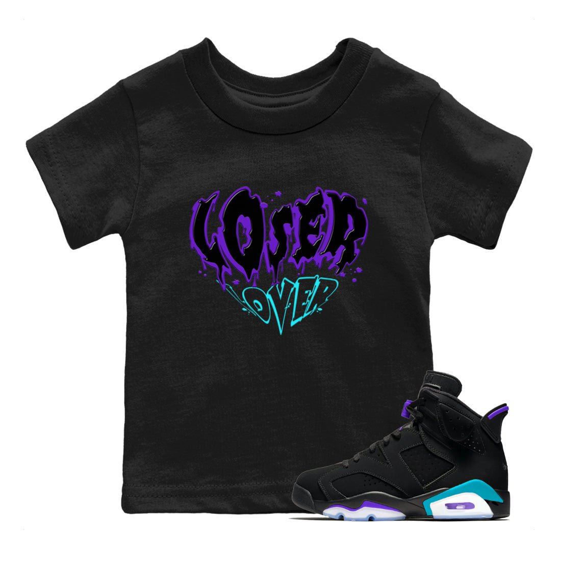 6s Aqua shirt to match jordans Melting Loser Lover sneaker tees Air Jordan 6 Aqua SNRT Sneaker Release Tees Baby Toddler Black 1 T-Shirt