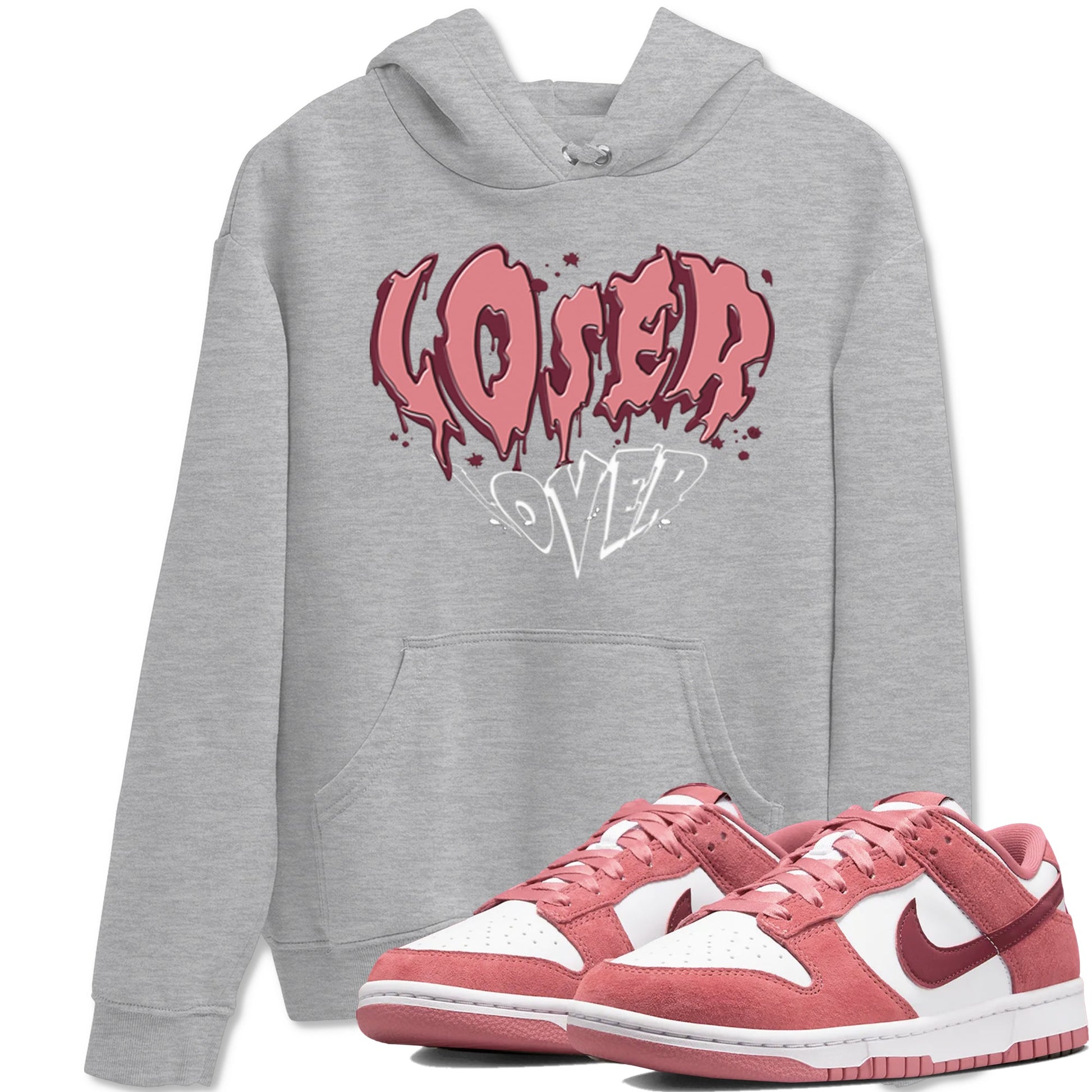 Dunk Valentine's Day shirt to match jordans Melting Loser Lover sneaker tees Dunk Low Valentines Day SNRT Sneaker Release Tees unisex cotton Heather Grey 1 crew neck shirt
