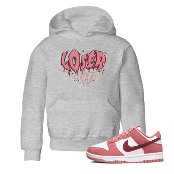 Dunk Valentine's Day shirt to match jordans Melting Loser Lover sneaker tees Dunk Low Valentines Day SNRT Sneaker release tees baby toddler Heather Grey 1 cotton Shirt