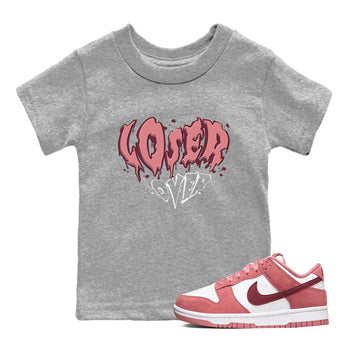 Dunk Valentine's Day shirt to match jordans Melting Loser Lover sneaker tees Dunk Low Valentines Day SNRT Sneaker release tees baby toddler Heather Grey 1 cotton Shirt