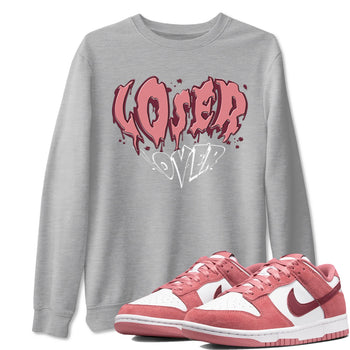 Dunk Valentine's Day shirt to match jordans Melting Loser Lover sneaker tees Dunk Low Valentines Day SNRT Sneaker Release Tees unisex cotton Heather Grey 1 crew neck shirt