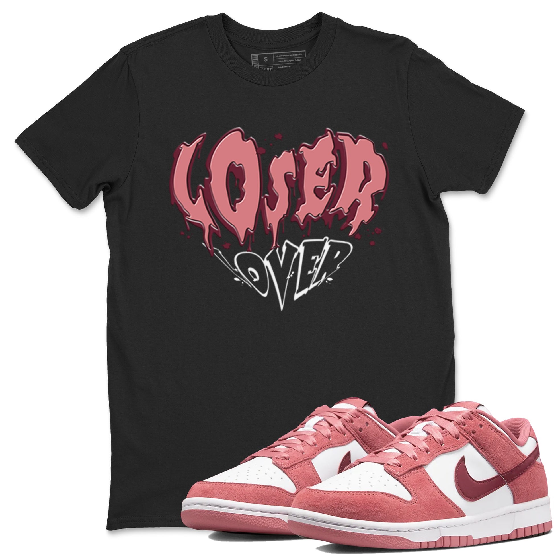 Dunk Valentine's Day shirt to match jordans Melting Loser Lover sneaker tees Dunk Low Valentines Day SNRT Sneaker Release Tees unisex cotton Black 1 crew neck shirt