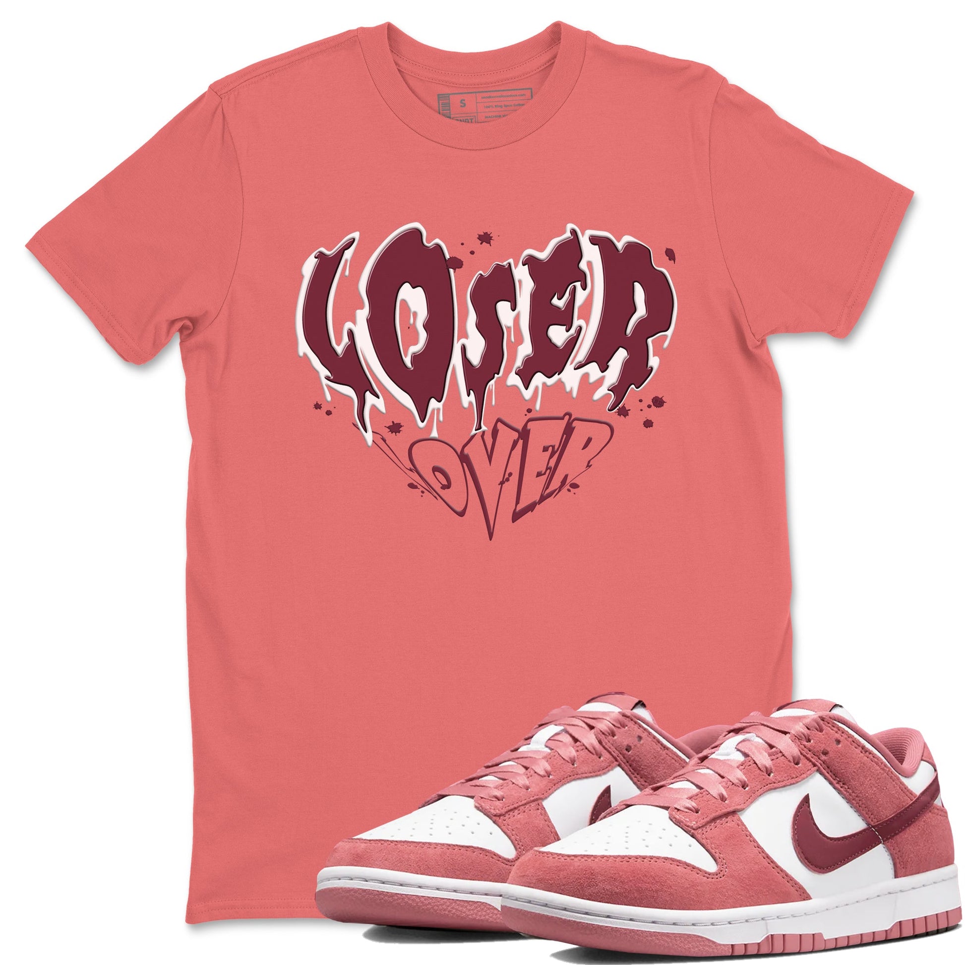 Dunk Valentine's Day shirt to match jordans Melting Loser Lover sneaker tees Dunk Low Valentines Day SNRT Sneaker Release Tees unisex cotton Coral 1 crew neck shirt