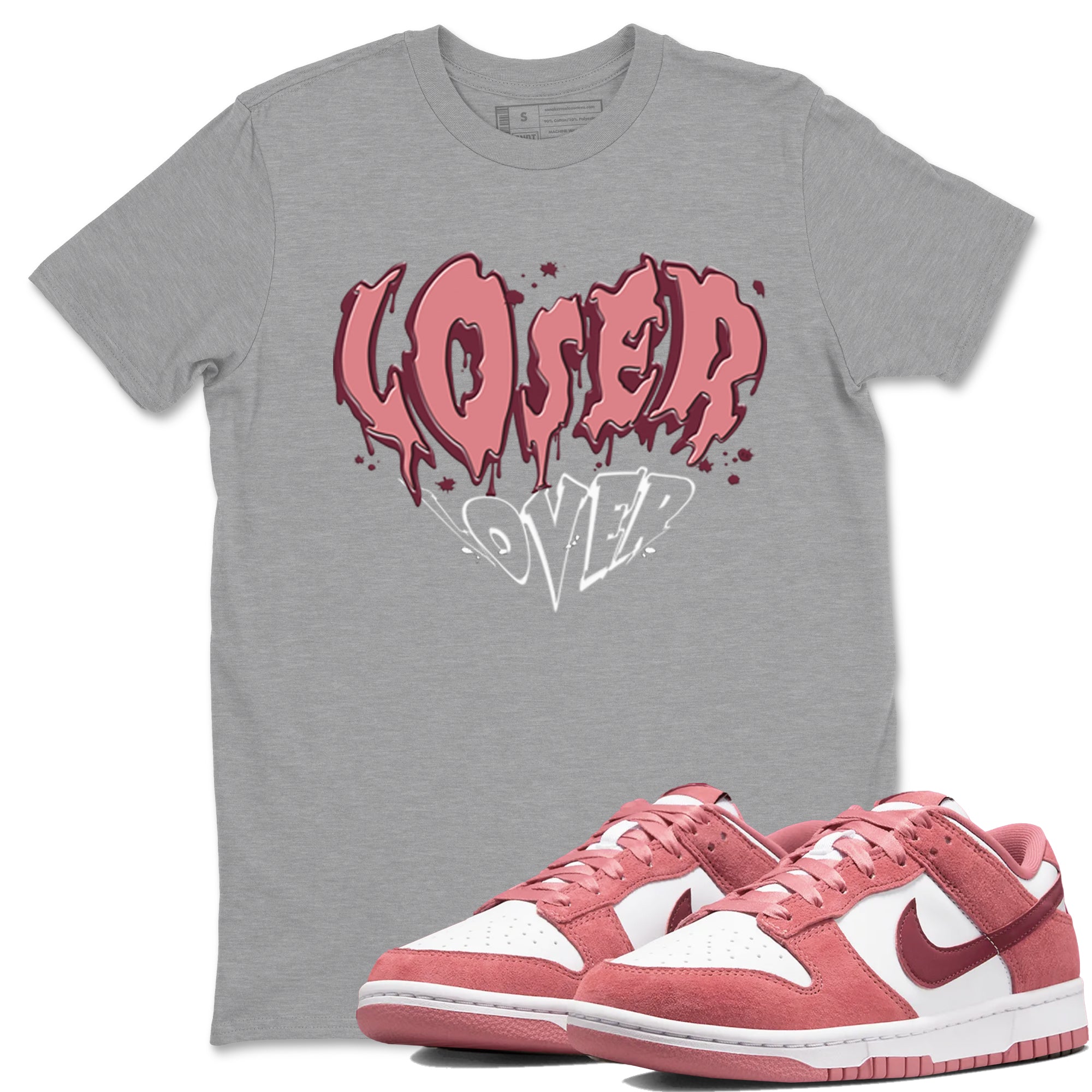 Dunk Valentine's Day shirt to match jordans Melting Loser Lover sneaker tees Dunk Low Valentines Day SNRT Sneaker Release Tees unisex cotton Heather Grey 1 crew neck shirt