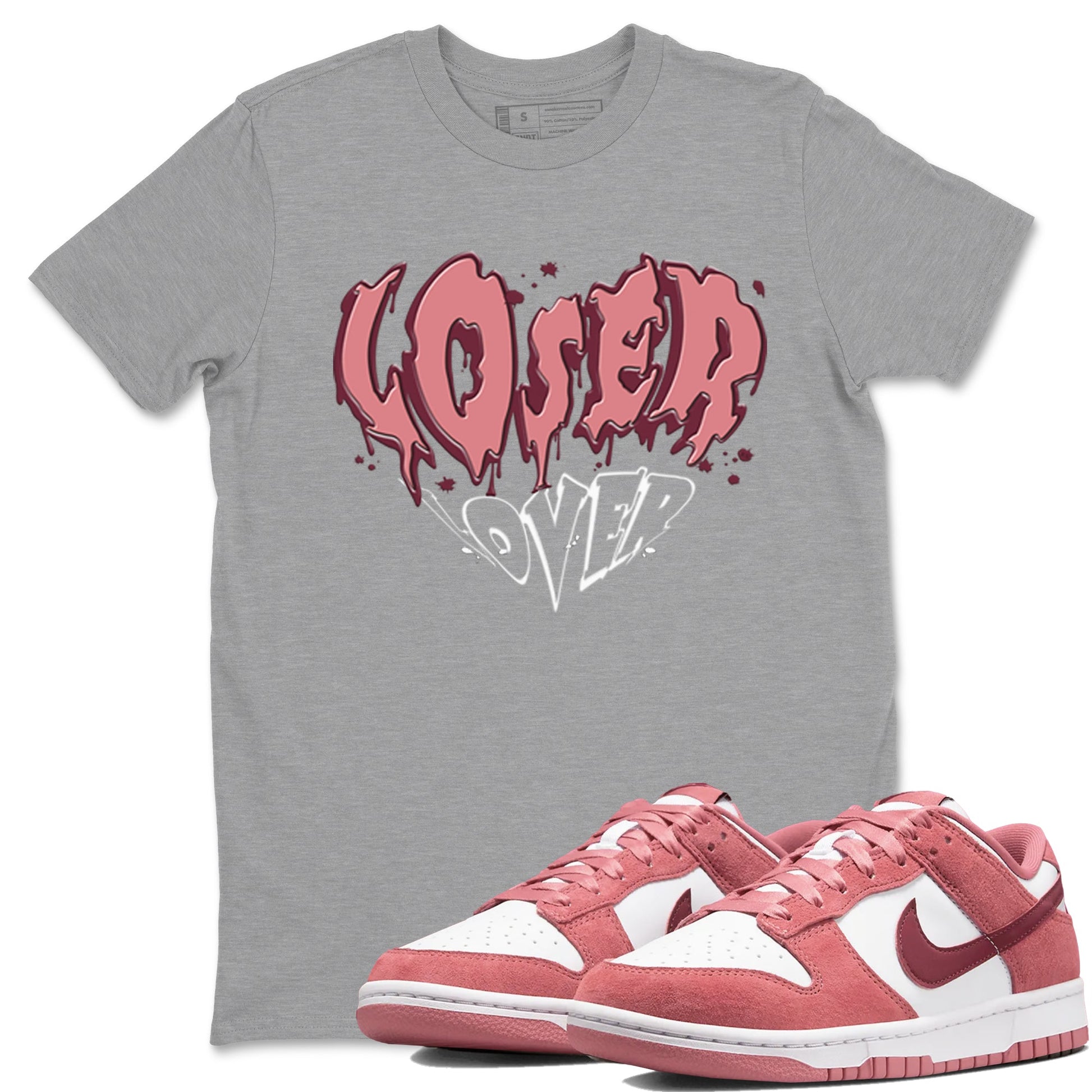 Dunk Valentine's Day shirt to match jordans Melting Loser Lover sneaker tees Dunk Low Valentines Day SNRT Sneaker Release Tees unisex cotton Heather Grey 1 crew neck shirt
