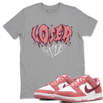 Dunk Valentine's Day shirt to match jordans Melting Loser Lover sneaker tees Dunk Low Valentines Day SNRT Sneaker Release Tees unisex cotton Heather Grey 1 crew neck shirt