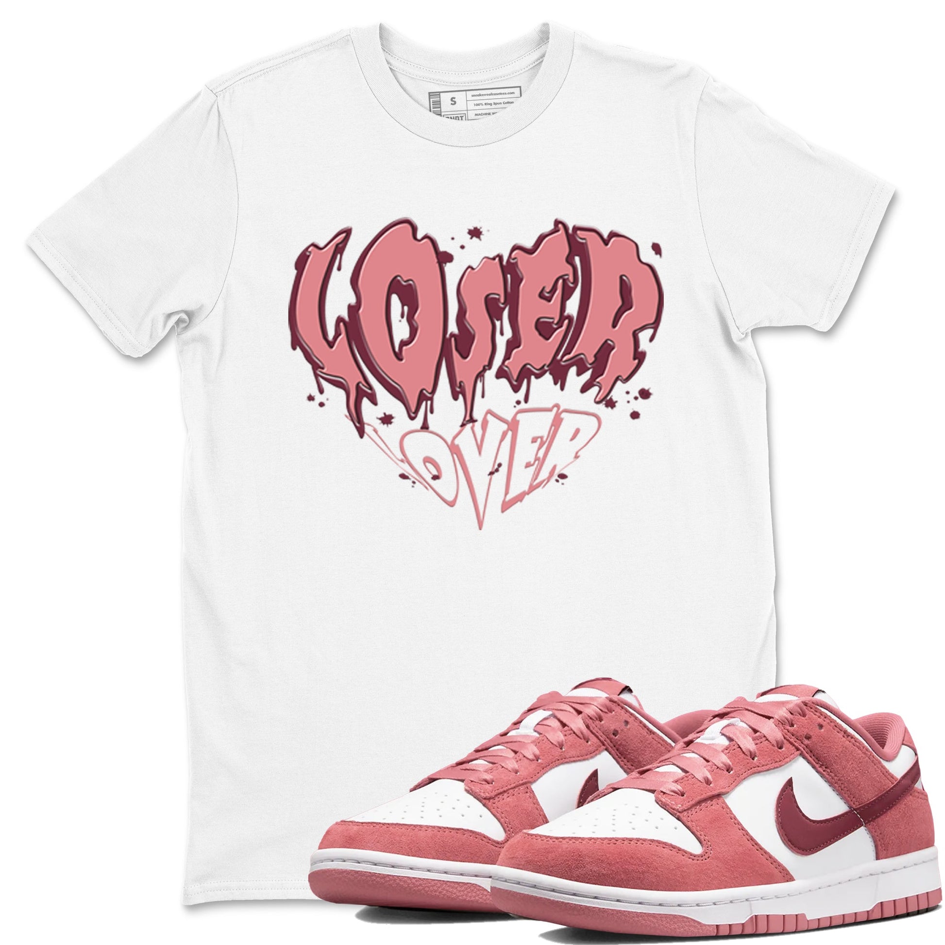 Dunk Valentine's Day shirt to match jordans Melting Loser Lover sneaker tees Dunk Low Valentines Day SNRT Sneaker Release Tees unisex cotton White 1 crew neck shirt