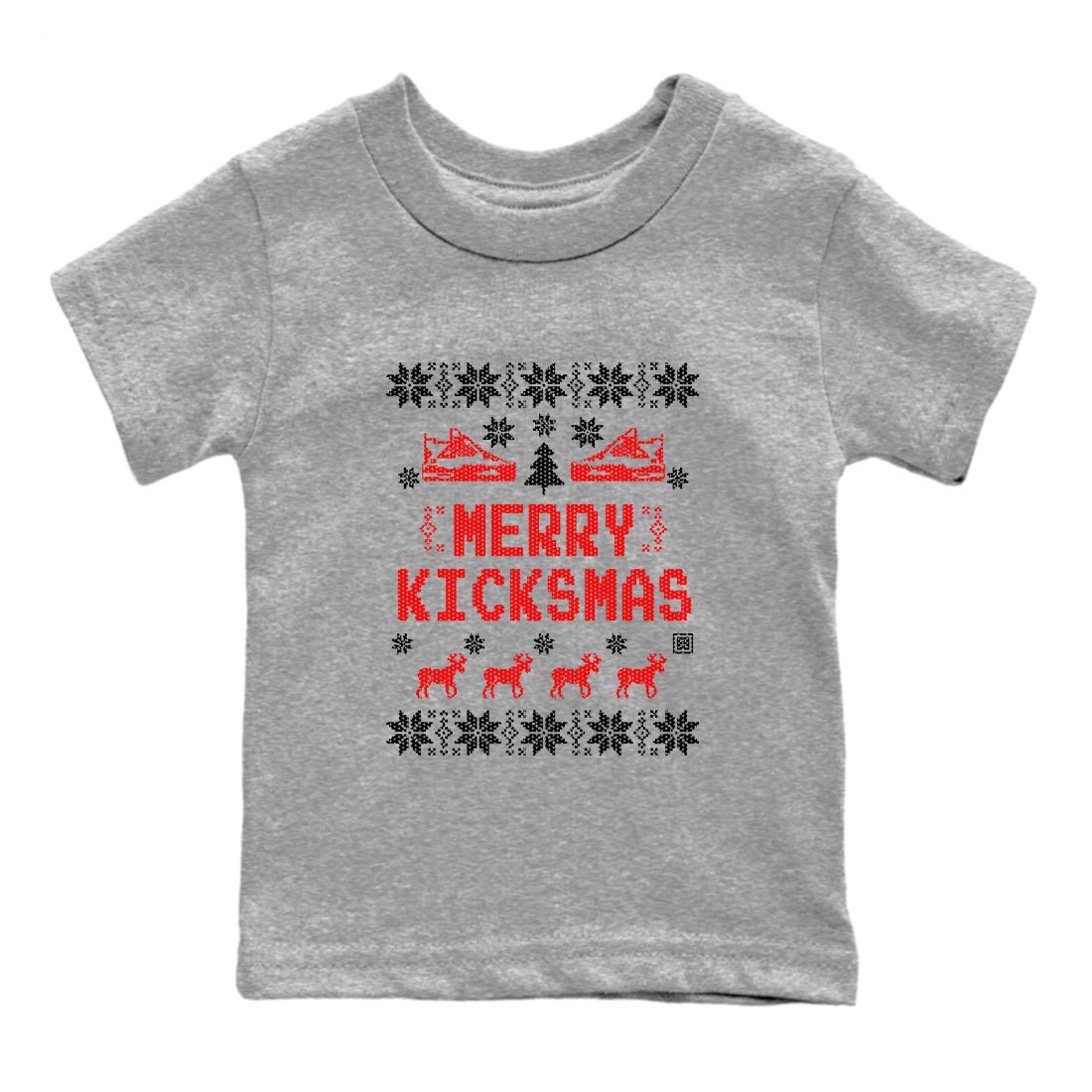 Jordan 4 Red Thunder shirt to match jordans Merry Kicksmas sneaker tees 4s Red Thunder SNRT sneaker release tees baby toddler Heather Grey 2 cotton sneaker tee