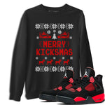 Jordan 4 Red Thunder shirt to match jordans Merry Kicksmas sneaker tees Air Jordan 4 Red Thunder SNRT Sneaker Release Tees unisex cotton Black 1 crew neck shirt