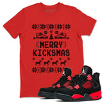 Jordan 4 Red Thunder shirt to match jordans Merry Kicksmas sneaker tees Air Jordan 4 Red Thunder SNRT Sneaker Release Tees unisex cotton Red 1 crew neck shirt