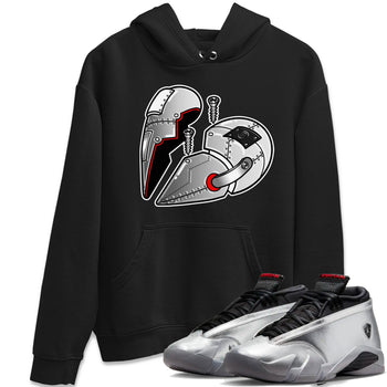 Air Jordan 14 Metallic Silver Sneaker Match Tees Metal Heart Sneaker Tees Jordan 14 WMNS Metallic Silver Sneaker Release Tees Unisex Shirts Black 1