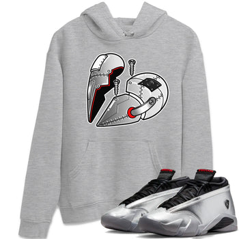 Air Jordan 14 Metallic Silver Sneaker Match Tees Metal Heart Sneaker Tees Jordan 14 WMNS Metallic Silver Sneaker Release Tees Unisex Shirts Heather Grey 1