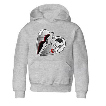 Air Jordan 14 Metallic Silver Sneaker Match Tees Metal Heart Sneaker Tees Jordan 14 WMNS Metallic Silver Sneaker Release Tees Kids Shirts Heather Grey 2