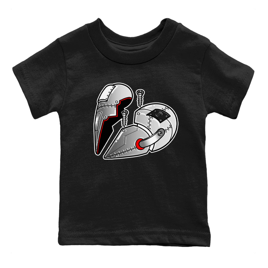 Air Jordan 14 Metallic Silver Sneaker Match Tees Metal Heart Sneaker Tees Jordan 14 WMNS Metallic Silver Sneaker Release Tees Kids Shirts Black 2