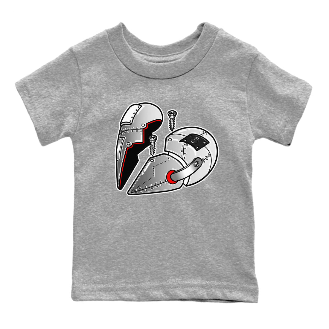 Air Jordan 14 Metallic Silver Sneaker Match Tees Metal Heart Sneaker Tees Jordan 14 WMNS Metallic Silver Sneaker Release Tees Kids Shirts Heather Grey 2