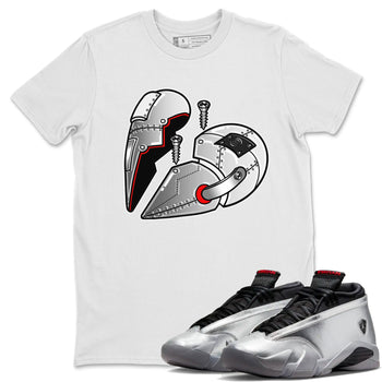 Air Jordan 14 Metallic Silver Sneaker Match Tees Metal Heart Sneaker Tees Jordan 14 WMNS Metallic Silver Sneaker Release Tees Unisex Shirts White 1